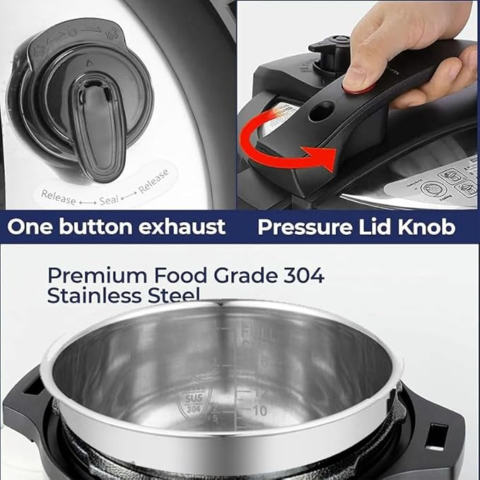 8qt stainless steel Pressure Cooker | 24-hour Presetting electric rice cooker, 14 in 1 slow cooker with temperature control | LED Multifunction Steamer, Food Warmer with nonstick pot