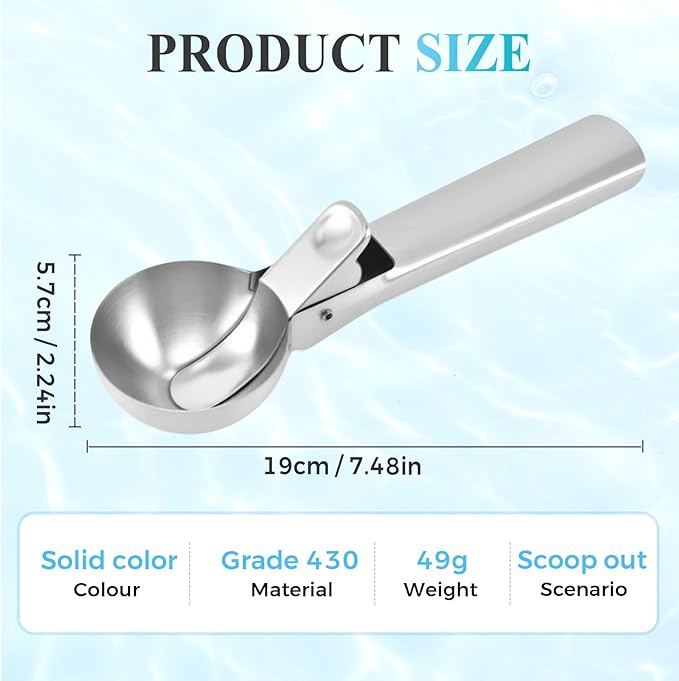Ice Cream Scoop, 2025 New Heavy Duty Aluminum Scoop, Nonstick Gelato Scoop for Dessert Shop, Ergonomic Handle Metal Ice Cream Scoop for Home Use (1)