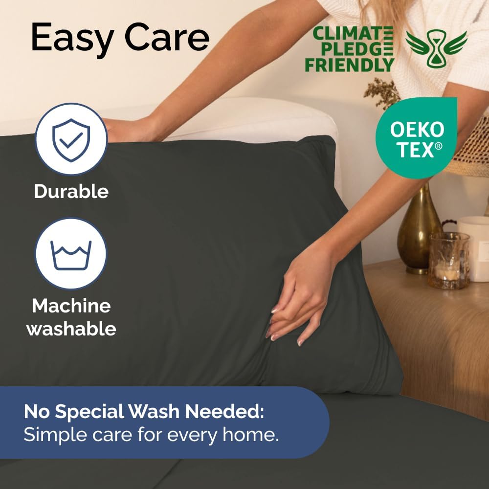 King Size 4 Piece Sheet Set - Comfy Breathable & Cooling Bed Sheets Set - Hotel Luxury Bedding for Women, Men, Kids, Teens, Boys & Girls - Deep Pockets, Ultra-Soft, Wrinkle Free - Oeko-Tex - Charcoal