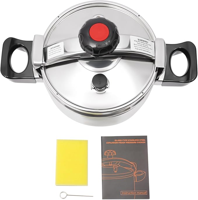 7.4 Quart Pressure Cooker Stainless Steel Pressure Canner, Large Capacity, Commercial Pressure Cooker Clamp On Type, Single Valves for Family or Commercial Use (7.4 Qt)