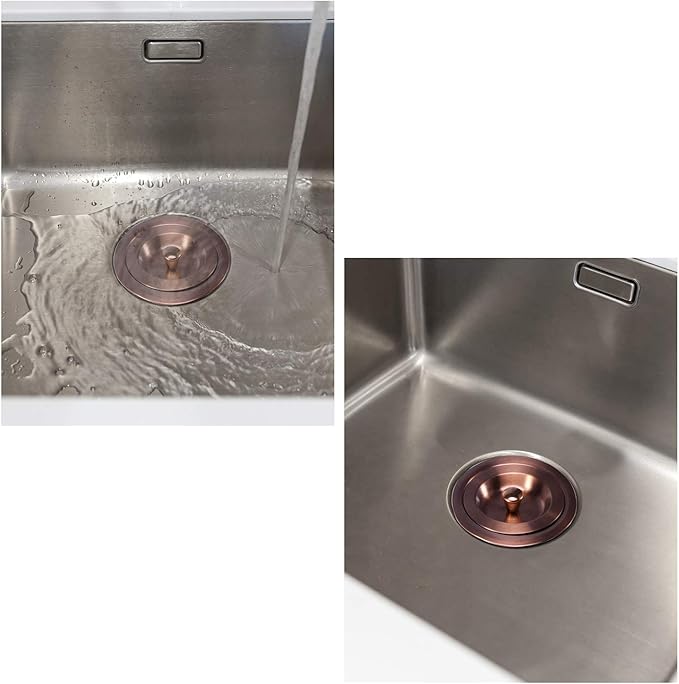 KONE 3/1-2 Inch Sink Drain Assembly Antique Copper Kitchen Sink Drain Kit Copper Stainless Steel Sink Basket Strainer Rubber Stopper, Sealing Lid/Removable Deep Waste Basket for Home, Kitchen