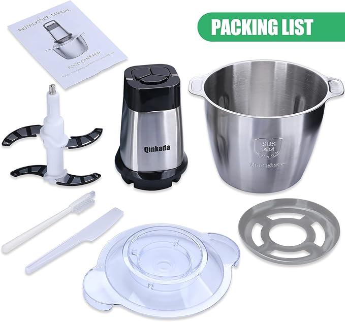 Food Processor, 500W Powerful Meat Grinder, 14Cup Stainless Steel Bowl, 3 Speed Modes 4 Bi-Level Blades for Onion, Meat, Nuts, Fruit, Garlic, Vegetable, Baby Food