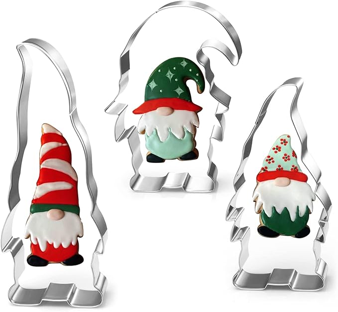 Gnome Cookie Cutter Set-5.3" 4.5" 4.3"-3-Pieces-Holiday Cookie Cutters Fondant Biscui Cutters