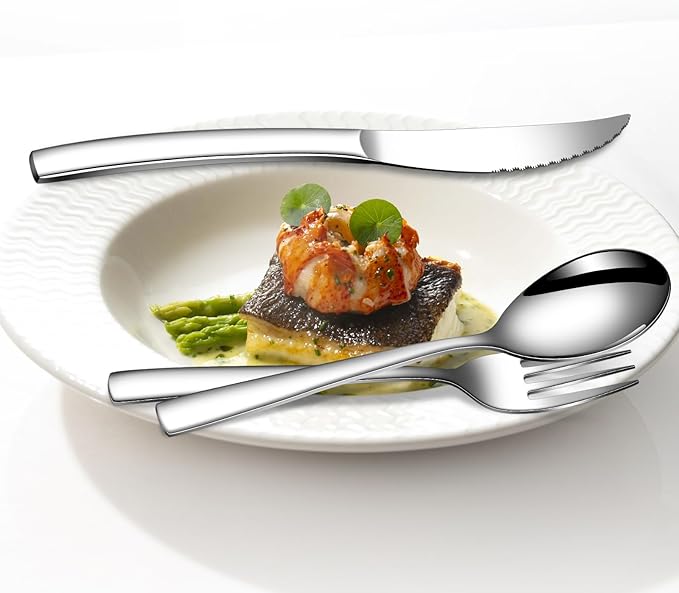 Silverware Set with Steak Knives,20-Piece Heavy Duty Flatware Cutlery Set for 4,Food-Grade Stainless Steel Tableware Eating utensils Sets,Mirror Finished Knives Forks and Spoons Set for Home