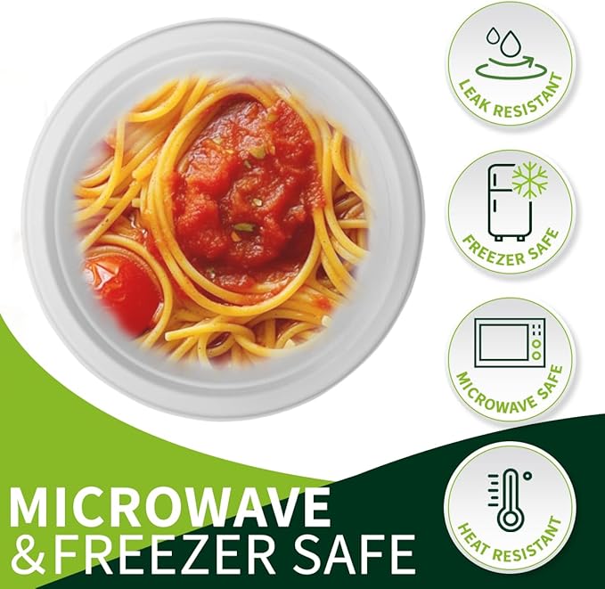 10 Inch Compostable Paper Plates【White 150 Pack】, 100% Sugarcane Bagasse Large Disposable Plates, Sturdy Heavy Duty, Biodegradable Dinnerware for Party, BBQ, Picnic, Catering