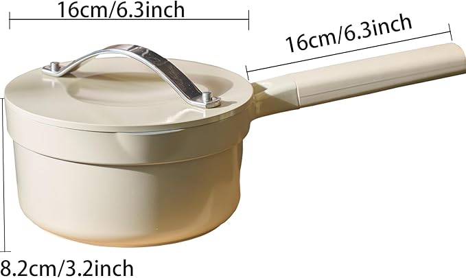 1.6 Quart Sauce Pan with Lid, Non Stick Saucepan Pot for Cooking with Pour Spout and Handle for Stove,Induction,Gas,Non Toxic,PFOA Free