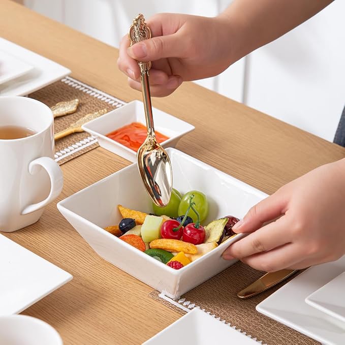 Porlien 12-inch White Porcelain Serving Platters for Party, Wedding and Entertaining, Rectangular Serving Plates Set of 3, Serving Tray for Dinner, Appetizers and Desserts