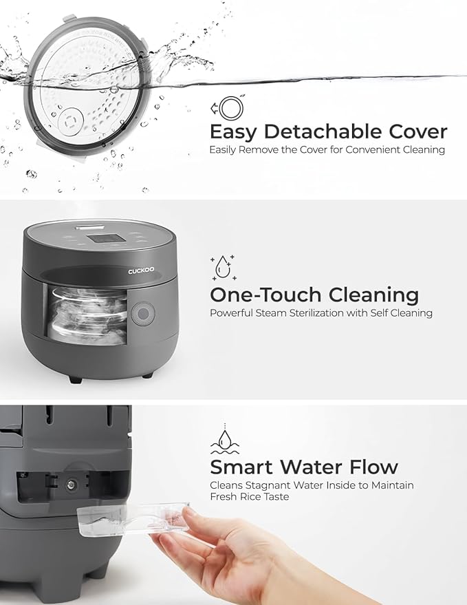 CUCKOO Rice Cooker 3 Cup Uncooked / 6 Cup Cooked, Modern Fuzzy Logic Rice Cooker Small with Delay Timer & Keep Warm Setting, Versatile Food Steamer for Cooking, Non-Stick Inner Pot, Gray (CR-0375FG)