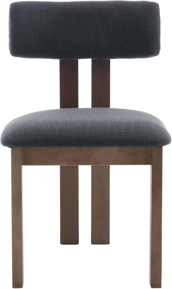 chairus Dining Chairs Set of 6 Linen Fabric Diner Chairs Farmhouse Wood Chairs for Kitchen and Dining Room, Black