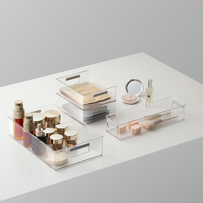 vacane Clear Refrigerator Organizer Bins Plastic Food Storage Fridge Organizer Pantry Organization Container for Pantry,Bathroom,Kitchen