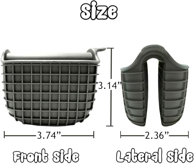 Mini Silicone Oven Mitts Set, Oven Mitts Heat Insulation, Oven Gloves for Kitchen Cooking and Baking, Protecting Fingers Mini Oven Hand Clips are Sold in Pairs(Square-Gray)