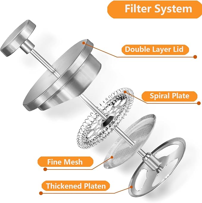 Small French Press 350ml, Double-Wall Insulated French Press Coffee Press Stainless Steel for travel camping, Single Cup Pour Over Coffee Maker (1 cup, 12 OZ)