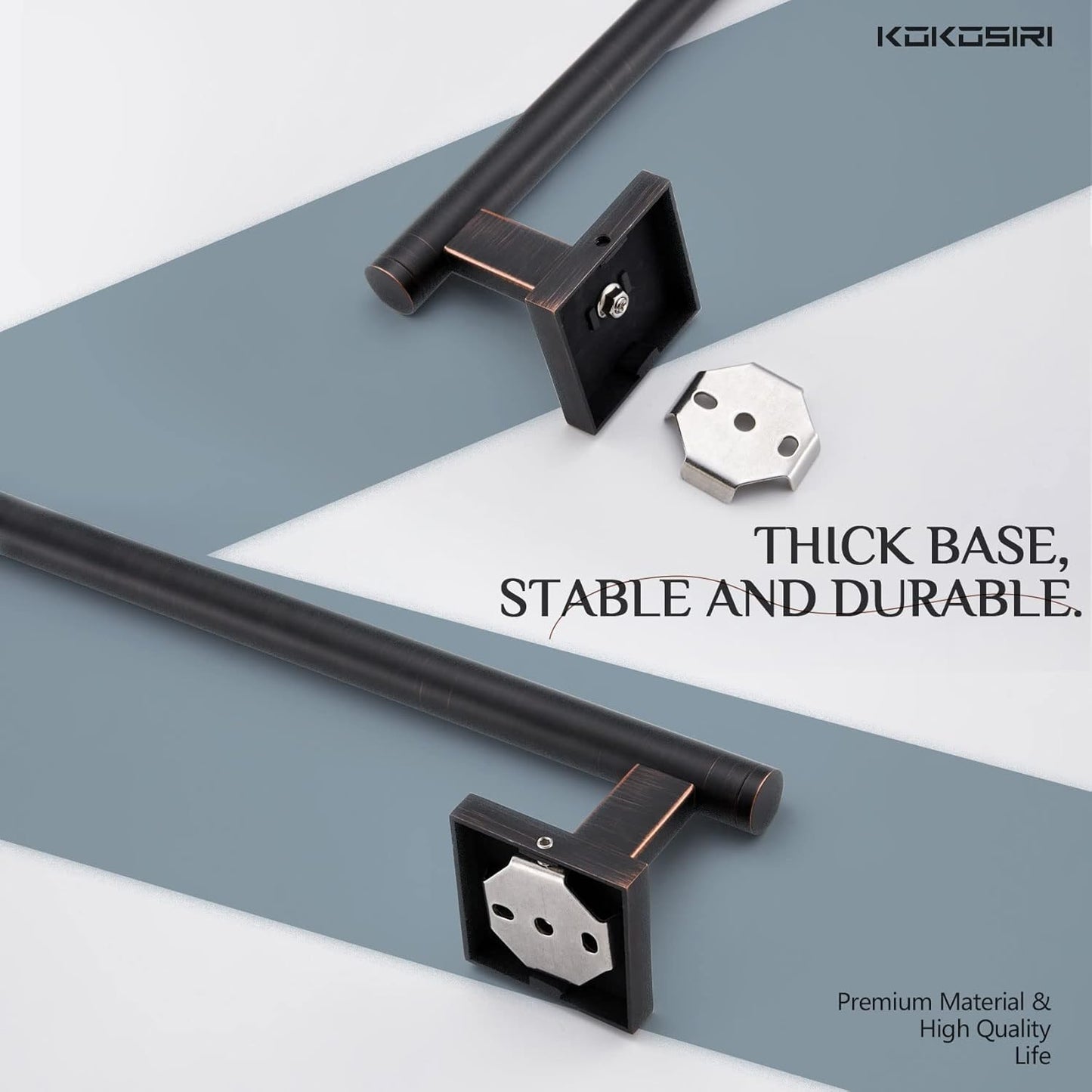 KOKOSIRI Bathroom Towel Bar Bath Towel Holders for Toilet Kitchen Cabinet Wall Mount 24 Inch, 2 Pack Oil Rubbed Bronze Stainless Steel B4005ORB-L24-P2