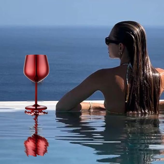 Stainless Steel Wine Glasses Set of 2, 18 oz Unbreakable Red Wine Glass Unique Metal Wine Goblets for Outdoor Capming and Pool Gift for Wine Lovers