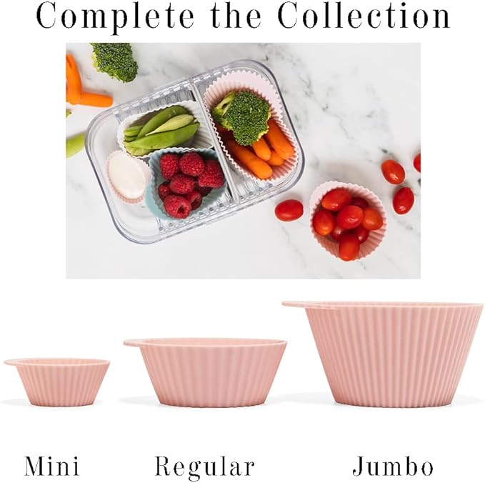 The Silicone Kitchen Reusable Silicone Baking Cup Silicone Muffin Liners for Cupcakes, BPA Free, Regular, 24 Pack, Pink Gray Blue