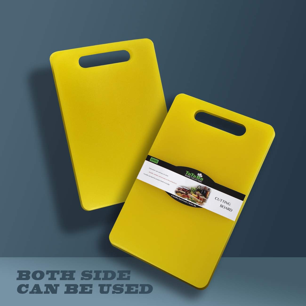 Fotouzy Plastic Utility Cutting Board with Handles, Food Safe PP Material, Dishwasher Safe, Thick Chopping Board, Large Size, Easy Grip Handle, for Kitchen (White)