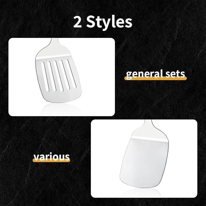14.4-in 2 Pack metal spatula set, kitchen utensils, cooking utensils,Turner, Slotted Kitchen Spatulas Stainless Steel, Cooking Utensils, Ideal Cookware for Fish, Eggs, Pancakes
