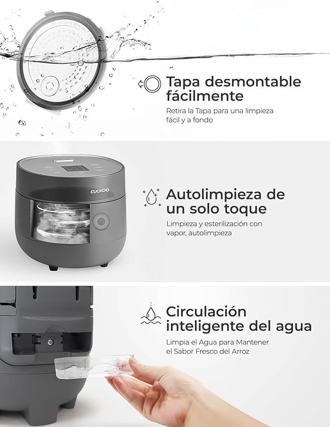 CUCKOO Rice Cooker 6 Cup Uncooked / 12 Cup Cooked, Modern Fuzzy Logic Rice Cooker Small with Delay Timer & Keep Warm Setting, Versatile Food Steamer for Cooking, Non-Stick Inner Pot, Gray (CR-0675FG)