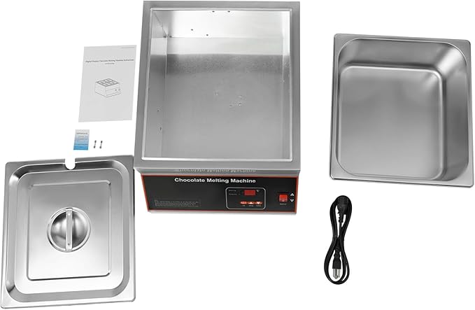 Professional Commercial Chocolate Tempering Machine 26.46 Lbs Single Tank Chocolate Melting Pot with Digital Temp Control 32~203°F, 110V 500W Electric Stainless Steel Chocolate Melter Food Warmer