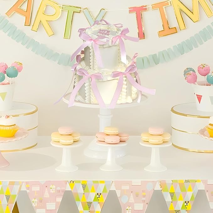 Bow Cake Toppers, 10 Pcs Large Pink Bows Cupcake Toppers Themed Party Decorations, Pink Birthday Cake Decorations for Wedding Baby Shower Party Supplies