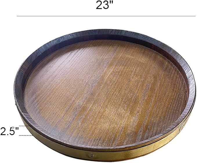 23" Large Solid Wood Lazy Susan Turntable – 360° Rotating Serving Tray for Charcuterie, Cheese – Farmhouse Wooden Organizer for Countertop, Dining Table, Kitchen