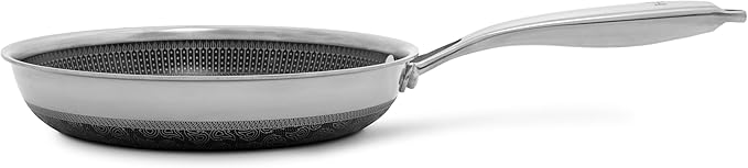 Hell's Kitchen Hybrid 9.5" Frying Pan, Tri-Clad Stainless Steel and Nonstick Ceramic PFAS Free, no PFOA, no PTFE, no Teflon, Non Toxic Cookware, Metal Utensil Safe, All Cooktops, Oven Safe