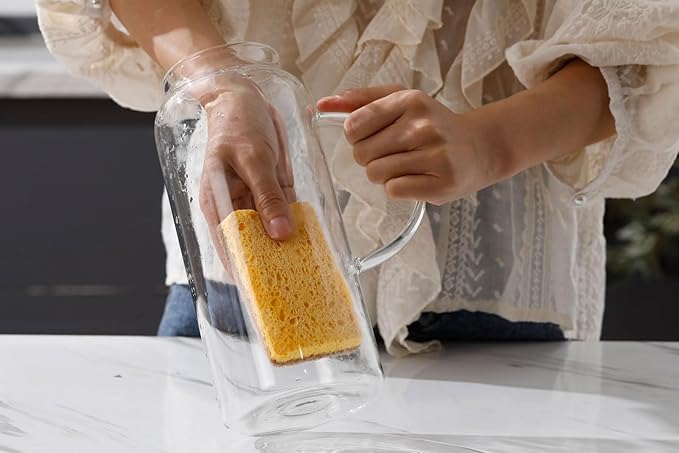 68 Ounces Glass Pitcher with Lid, Hot/Cold Water jug for Coffee, Lemonade, Iced Sun Tea,Beverage, Milk