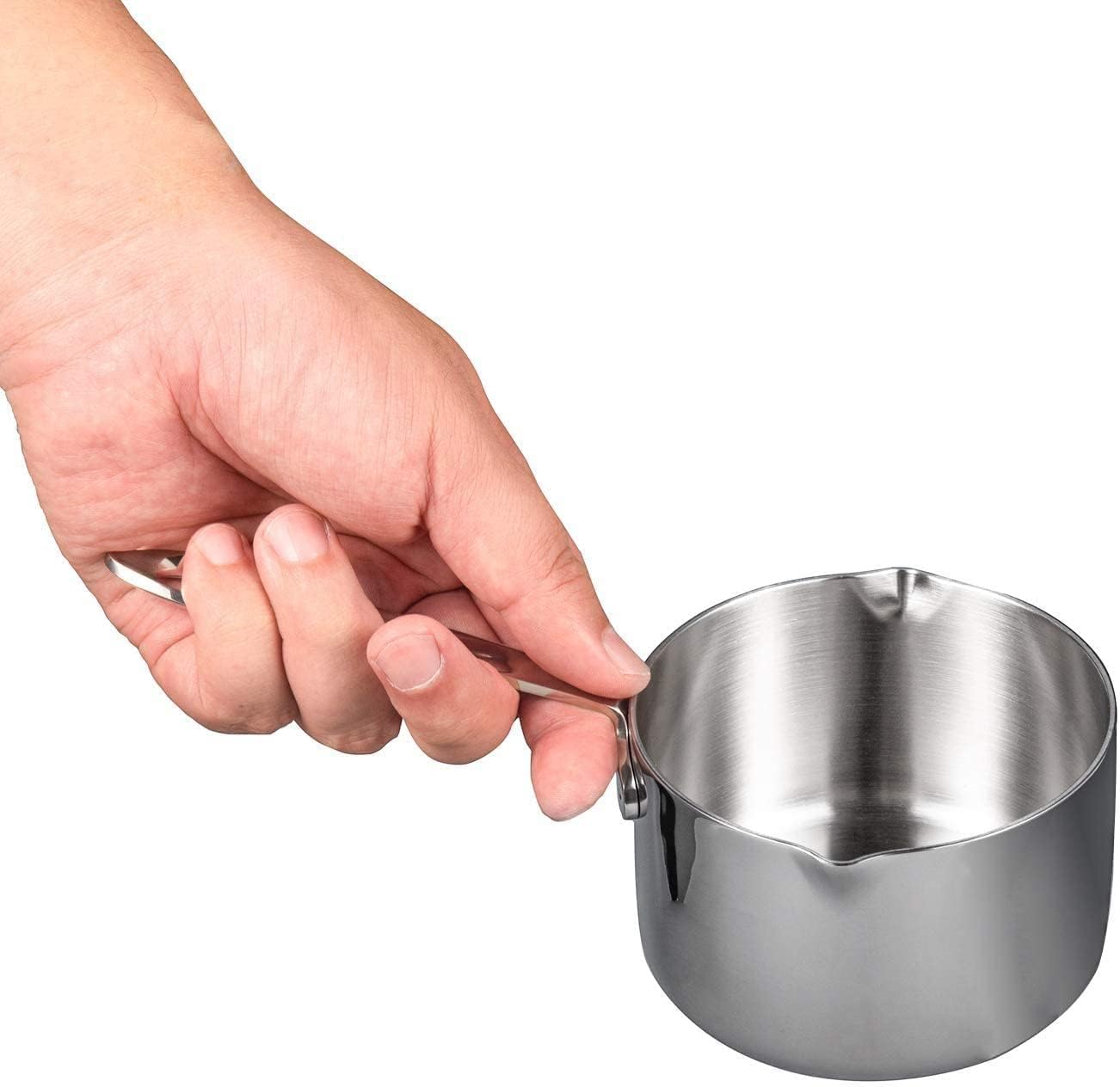 IMEEA 10oz/300ml Butter Coffee Milk Warmer Mini Butter Melting Pot with Dual Pour Spout 18/10 Tri-Ply Stainless Steel