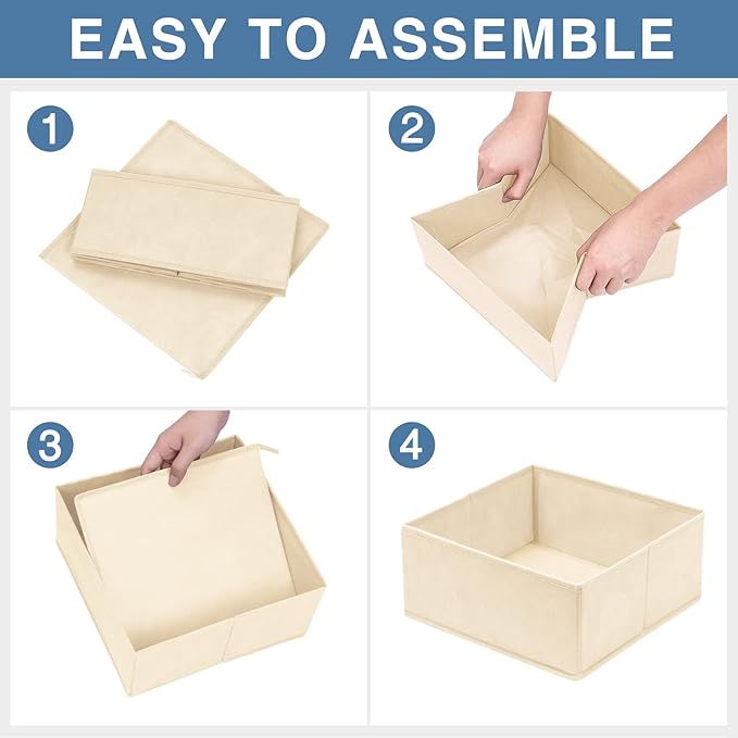 Criusia Drawer Organizer Clothes 12 Pack, Dresser Organizer for Nursery Bedroom Closet Organization and Storage - Baby Clothes Organizer Bins - Drawer Divider for Sock Underwear Bra Ties (Beige)