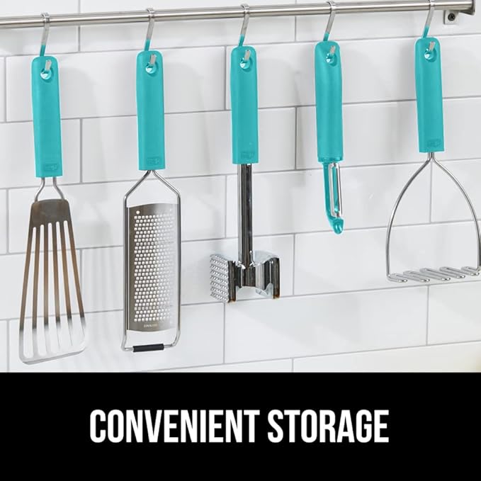 GORILLA GRIP Patented BPA-Free Sharp Stainless Steel Swivel Vegetable Peeler, Comfortable Handle Potato Peelers, Smooth Peeling, Peel Carrots Apple, Includes Blade Cover, Kitchen Tool, Turquoise