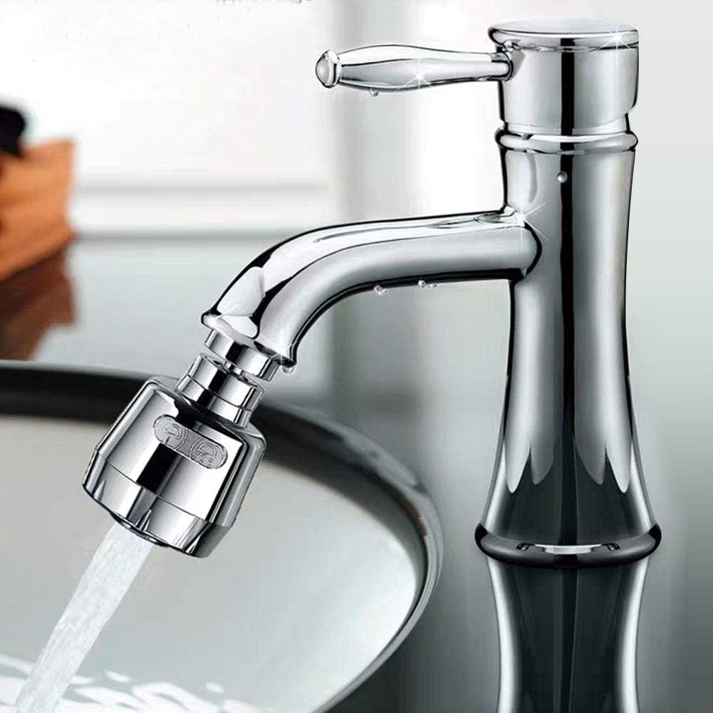 Huazhi 360° Swivel Kitchen Sink Faucet Aerator Faucet Sprayer Attachment Tap Aerator Faucet Nozzle Faucet Head 55/64'' Female Thread for Kitchen, Bathroom Faucet (Shorter Style 1PC,Adapter Included)