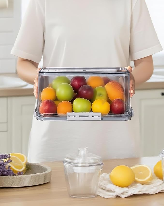 Dynta Bread Box 2 Pack Bread Storage Container Airtight Recording Time Bread Box for Kitchen Countertop Plastic Bread Keeper with Lid for Homemade Bread, Toast, Loaf, Cookies