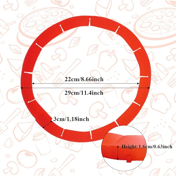 Adjustable Pie Crust Shields, Silicone Baking Protectors, Cover Ring Tools Fits 8-11.4 Inch Pies, Baking Pie Pizza Crust Shield Protector Cover for Edges (Red)