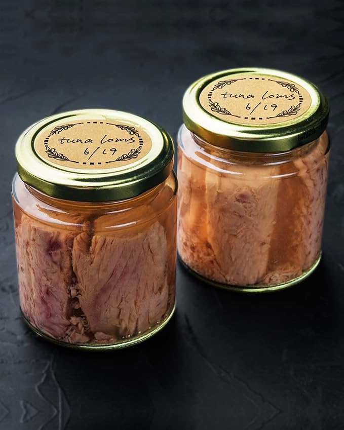 500pcs 2" Label Stickers for Jars and Lids, 4 Different Wreath Designs, Kraft Sticker Labels for Pantry, Mason Jars, Canning, Bottles