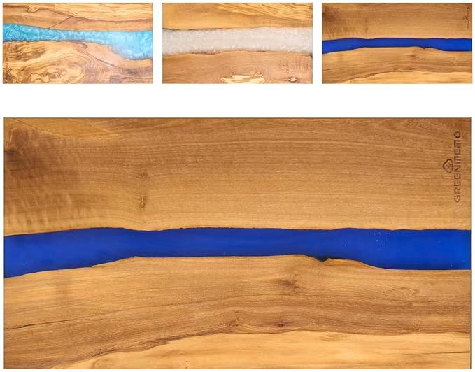 Italian Olive Wood luxury Cheese board with Resin, Charcuterie board, Chopping and Cutting Board for Meat Vegetable & Fruit, Wooden Epoxy Serving Board (Blue)