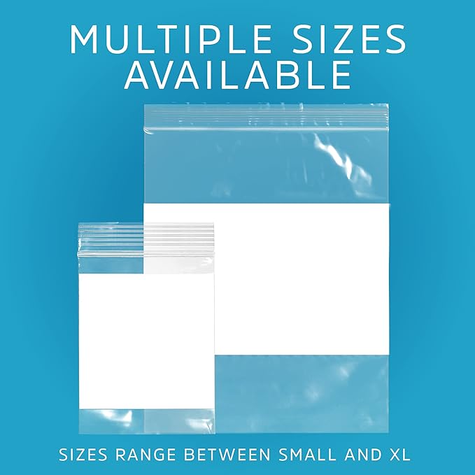 10" x 13" Large Zip Bags, 2 Mil Thick Clear Plastic Reclosable Zipper Lock Bags with Write-on White Block, with Resealable Zip Top Lock for Food Storage & Office Supplies, 200 Count