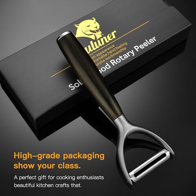 Premium Y Type 304 Stainless Steel Multifunctional Kitchen Peeler Real Wood Handle Ultra Sharp Blade Vegetable Potato Apple(Agarwood)