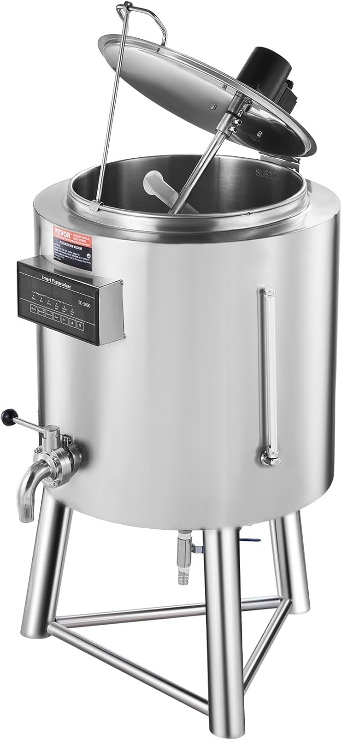 VEVOR Milk Pasteurizer 50L, Commercial Milk Pasteurization Machine, Food Grade 304 Stainless Steel, Professional Pasteurization with Time and Temperature Control, for Milk Juice Yogurt Sterilization