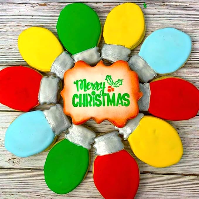 Christmas Ornament Cookie Cutters 4Pcs, Large Christmas Tree Car Light Ornament Shapes Cookie Cutters, Metal Dough Fondant Biscuit Molds for Baking Decorating Home Kitchen