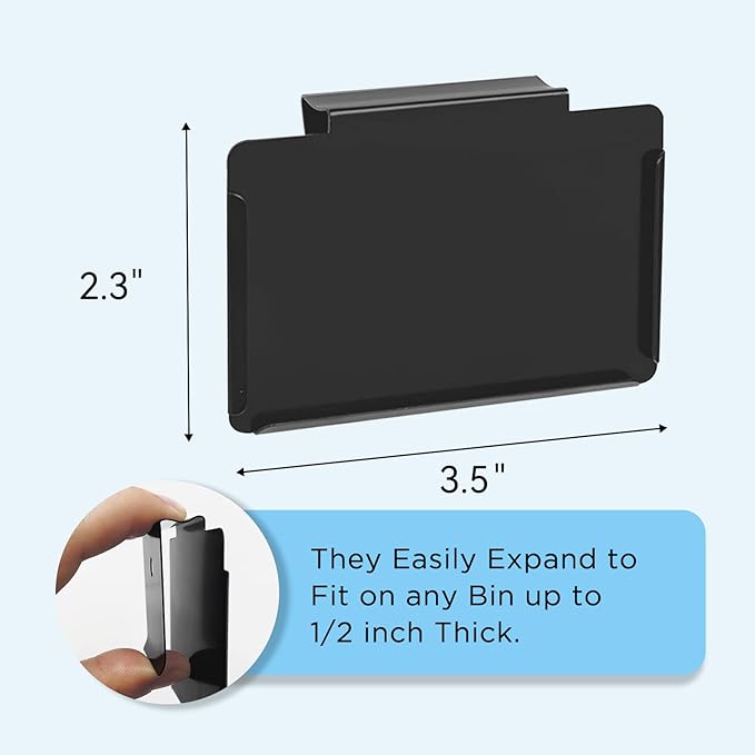 Metal Pantry Baskets Labels Clip On for Storage Bins | Edge Fold-Cream (Edge Fold-Black, 8 Metal Label Clip)