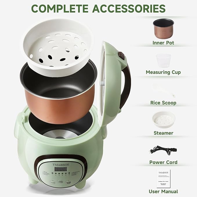 Rice Cooker 6 Cup (Cooked), Small Rice Cooker with 6 Cooking modes,24-Hr Delay Timer and Auto Keep Warm Function, Non-Stick Inner Pot,1.6L Suitable For 1-3 People