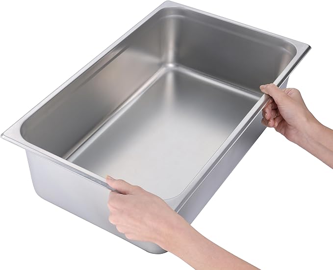 BIRDROCK HOME Stainless Steel Steam Table Pan - Hotel, Restaurant & Catering Supplies - 24 Gauge Steel, 21.3 qt Capacity - Meal Prep, Cooking, & Food Storage Container - 6" Depth, Full-Size (6 Pack)