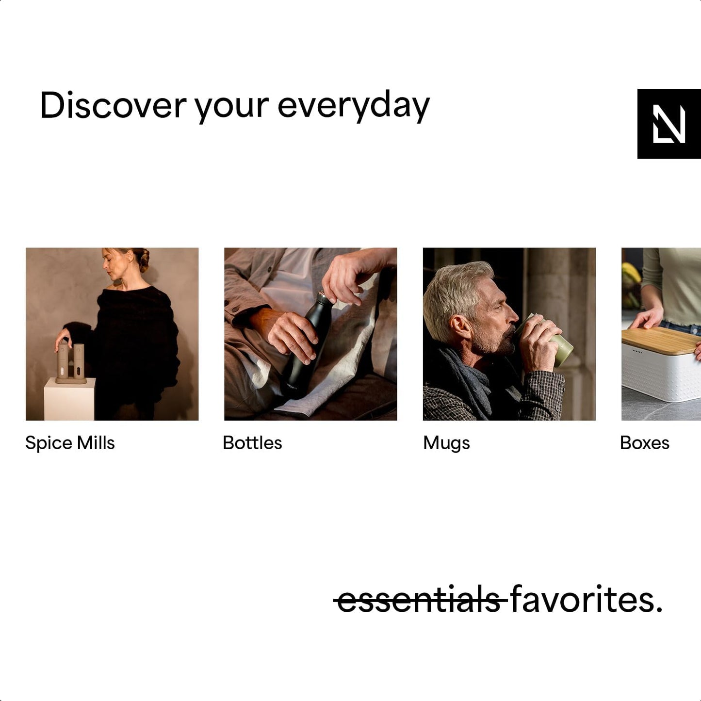 LARS NYSØM Salt and Pepper Grinder Set, Stainless Steel Manual Salt and Pepper Mills, Adjustable Ceramic Grinder, Design Spice Shakers (Black/White)