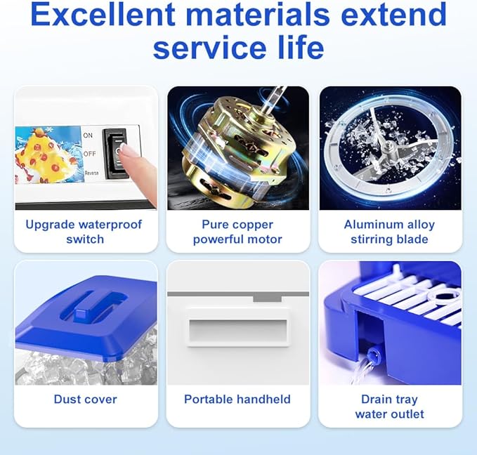 Electric Snow Cone Machine, 300W Ice Shaver Machine, Thickness Adjustable Snow Cone Maker Machine 661LBs/hr Ice Crusher for Bar Parties Events Snack, Home and Commerical Use Blue(5.8Qt)