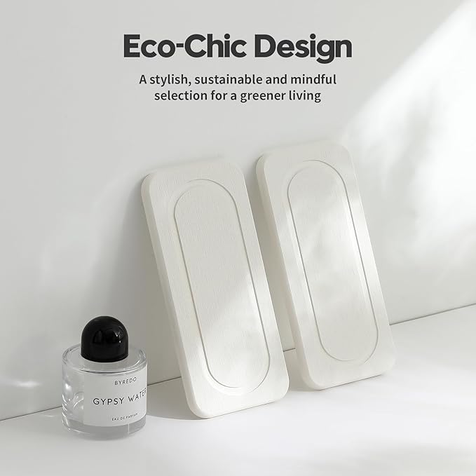 2Pack Water Absorbing Stone Tray for Sink, Diatomite Drying Coasters for Kitchen & Bathroom Counter, Kitchen Soap Dish Makeup Caddy, Dispenser Sponge Holder Space Organizer, White - 8"x 3.8"