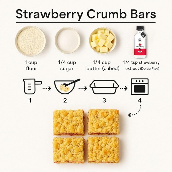 Dolce Flav Strawberry Extract 8 oz – Kosher, Sugar-Free, Concentrated Berry Flavor for Candy, Chocolates & Desserts, Includes Measured Dropper