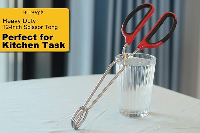 Stainless Steel Scissor Tongs with Comfort-Grip Handle 12-Inch