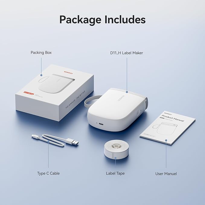 NIIMBOT D11 New Version Label Maker Machine with Tape,300DPI Bluetooth Label Printer, Portable Thermal Printer,Sticker Maker for Organizing Home Office School,Blue