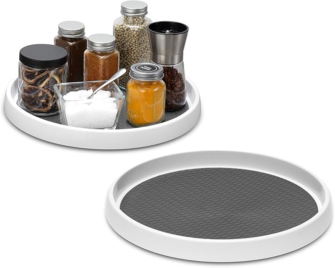 2 Pack, 12-Inch Non-Skid Lazy Susan Organizers - Turntable Rack for Pantry Organization and Storage, Kitchen, Fridge, Cabinets, Bathroom Makeup Vanity Countertop, Under Sink Organizing, Spice Rack