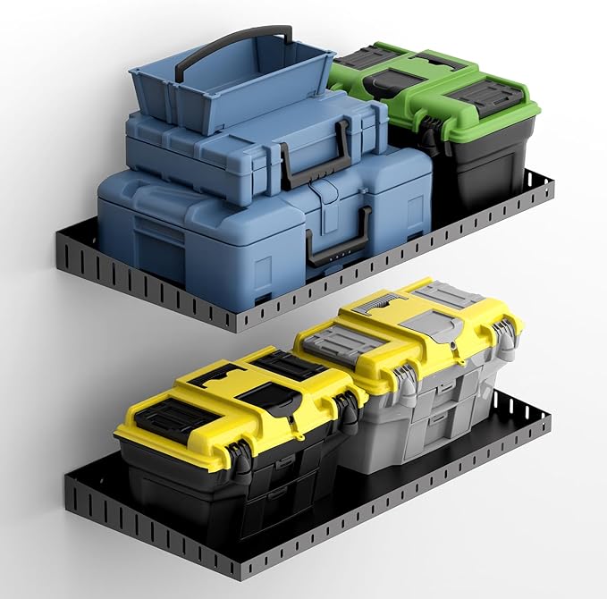 PEKGRIL 2 Pack Garage Wall Shelf, 1X2 Ft Heavy Duty Garage Shelving, Wall Mounted Storage Shelves for Laundry Room, Closet, Holds Up to 150 Lbs